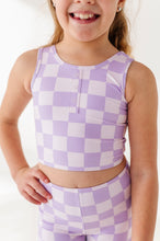 Load image into Gallery viewer, Violet Check: Boy Shorts TWO-PIECE