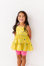 Lemon-Lime Floral | Strappy Tank Peplum