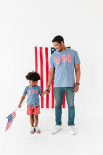 Load image into Gallery viewer, Navy ‘USA’ Check  | BOYS Tee