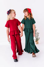 Hunter Green | Waffle Ruffle Set
