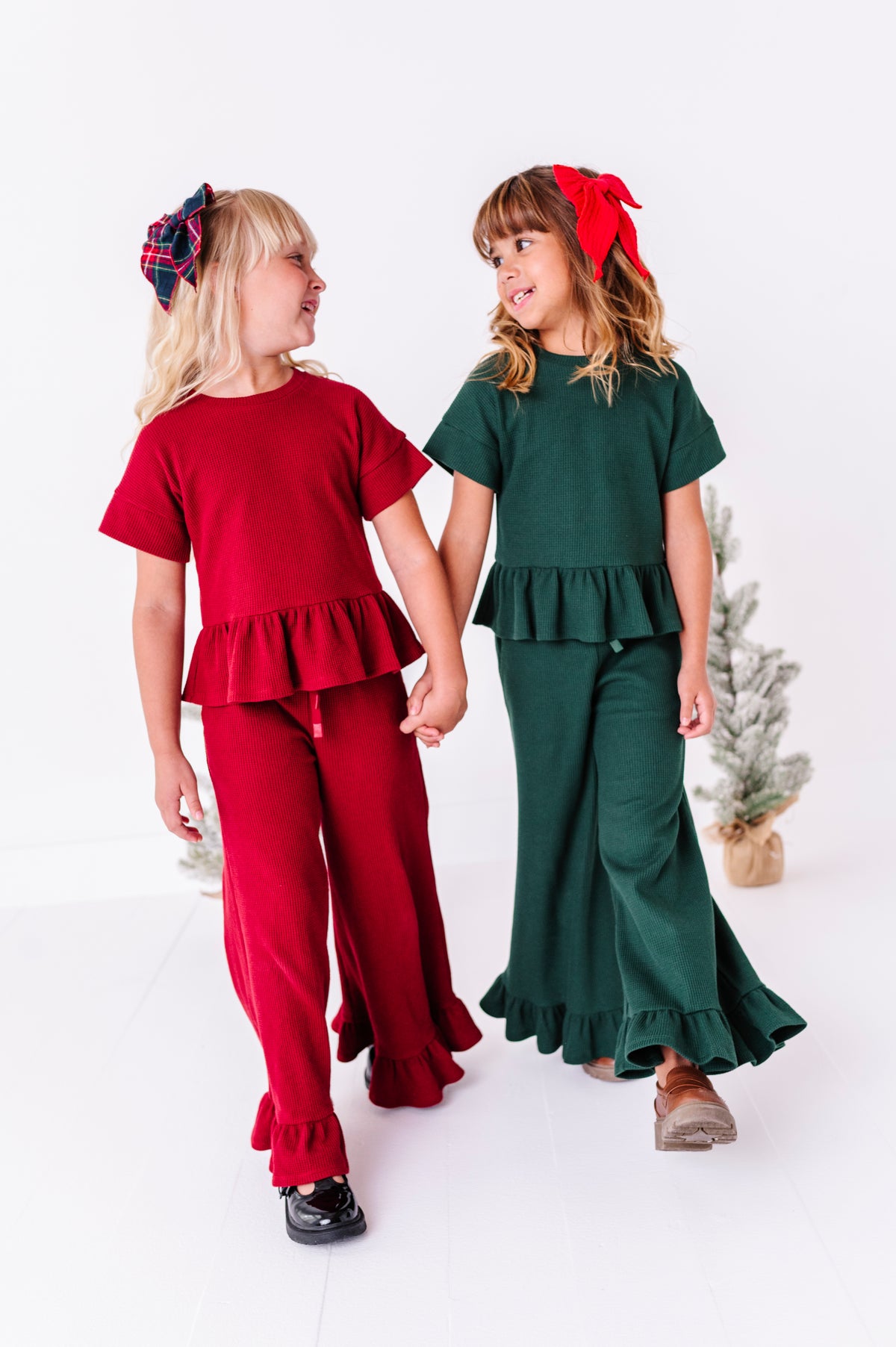Hunter Green | Waffle Ruffle Set