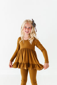 CARMEL RIB | Double Ruffle Peplum