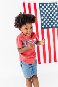 Red ‘USA’ Check | BOYS Tee