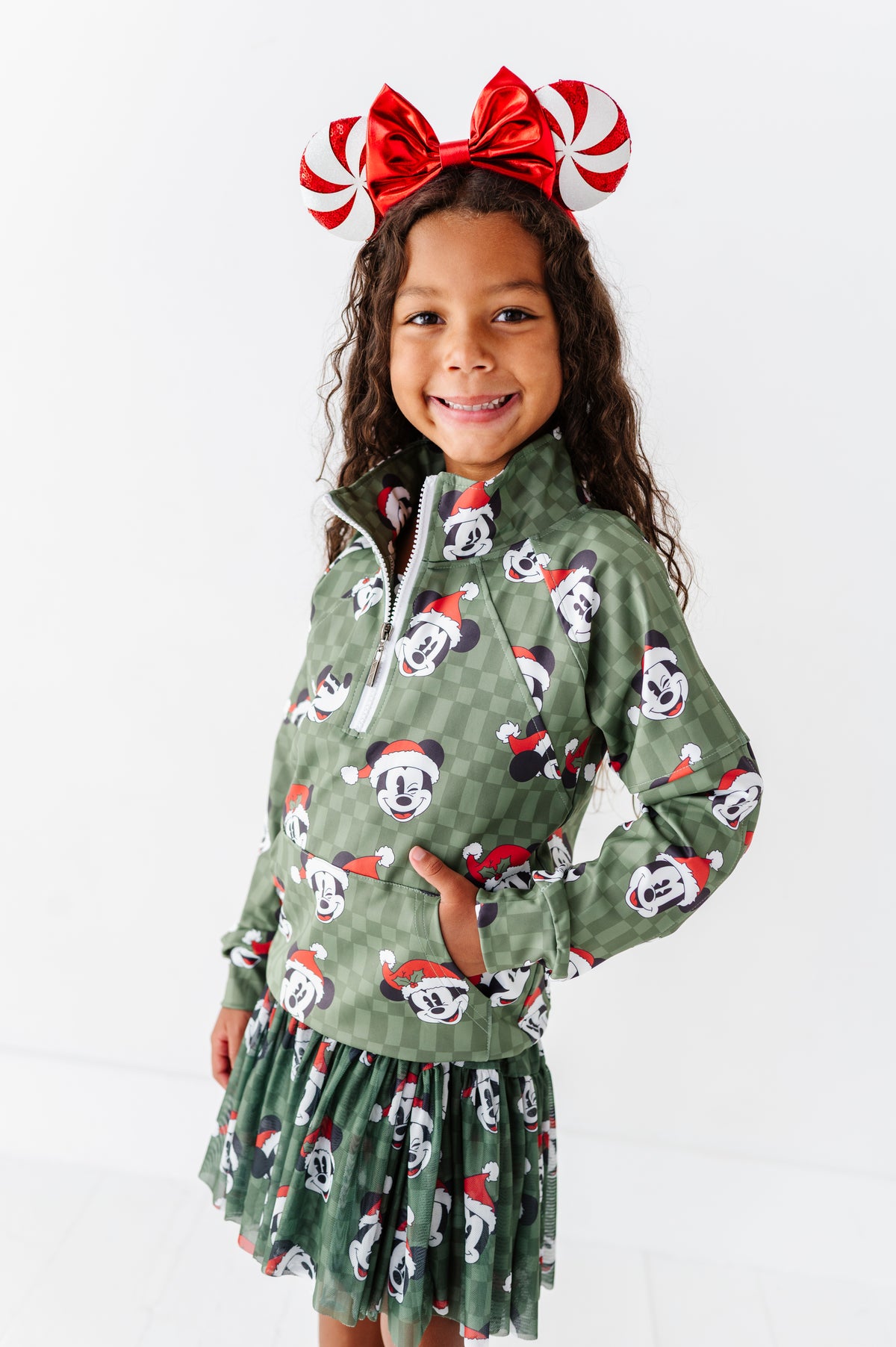 Mickey's Evergreen Check | KIDS 1/4th ZIP