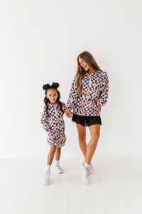Checkered Minnie Pumpkins | KIDS 1/4th Zip Up