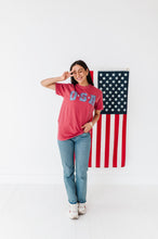 Load image into Gallery viewer, Adult Unisex RED ‘USA’ Check Tee