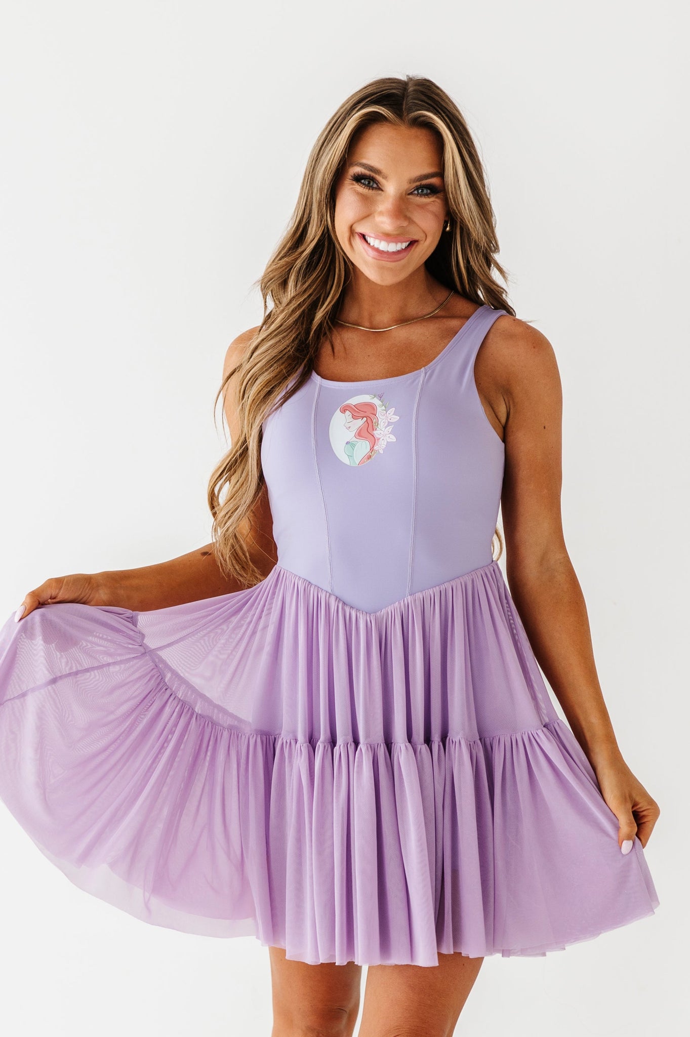 ariel in purple dress Ariel (ADULT) | Orchid Mesh DRESS SMALL