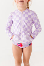 Load image into Gallery viewer, Violet Check: RASHGUARD ZIP-UP *SHIRT ONLY!*