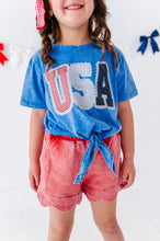 Load image into Gallery viewer, BLUE Patchwork USA | Tie Front Tee
