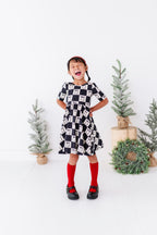 Checkered Bow | Scoop Back Dress