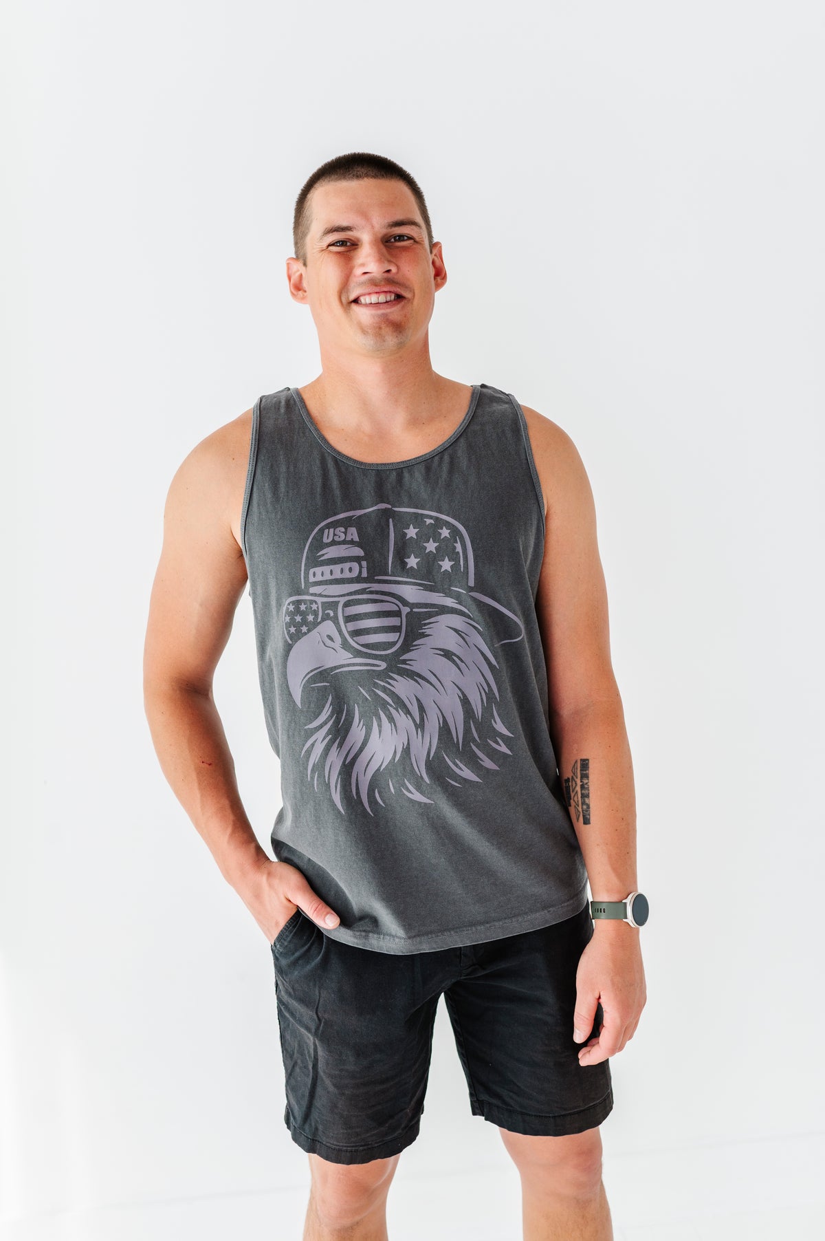 Monochrome Eagle | ADULT TANK (Grey)