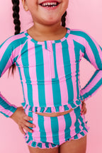 Cabanna Stripes | 1/4th ZIP RASHGUARD 2-PIECE