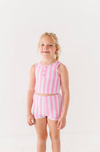 Load image into Gallery viewer, Pink Stripes: Boy Shorts TWO-PIECE