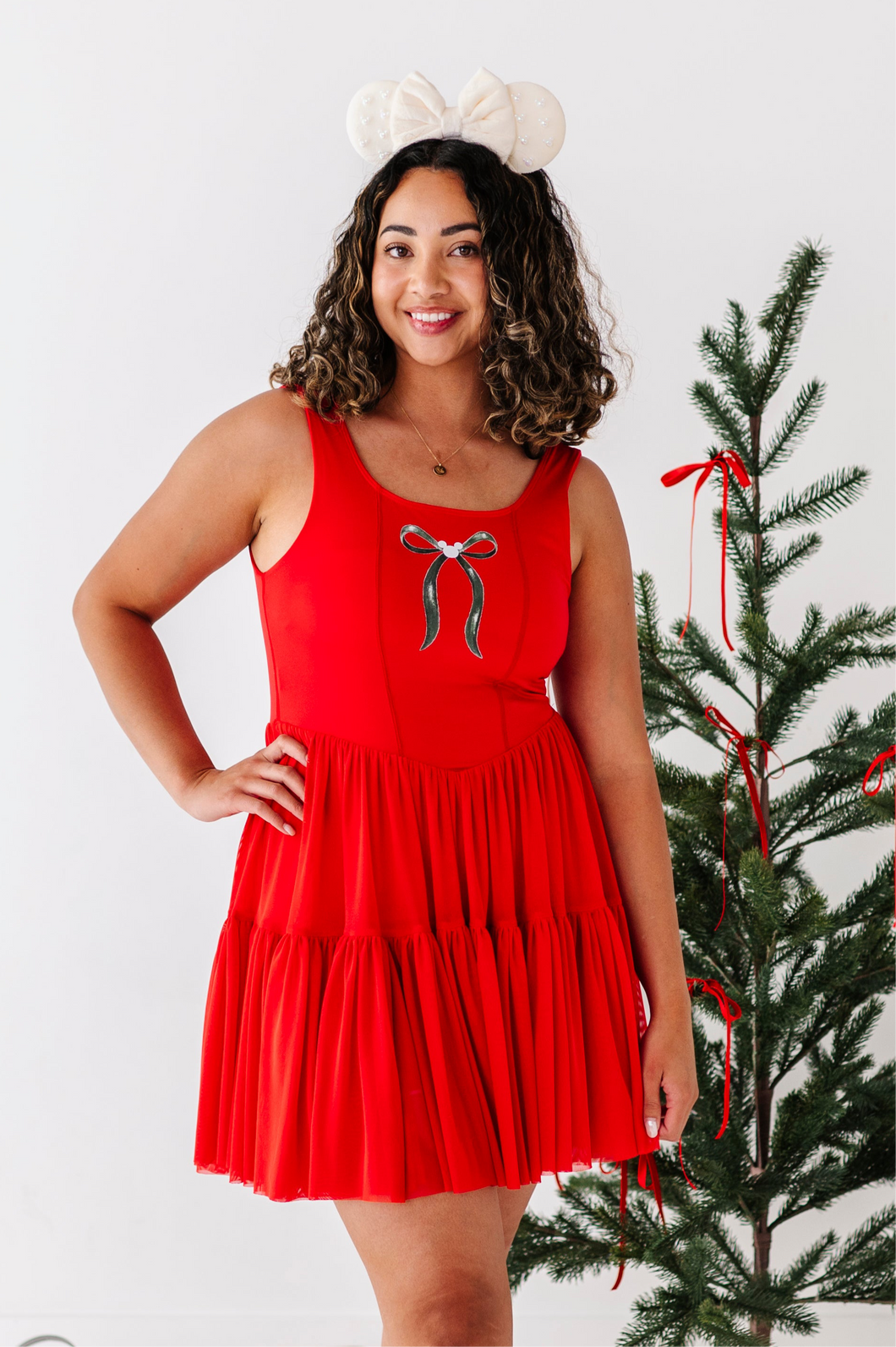 Mouse Bow RED | (ADULT) Mesh RED DRESS