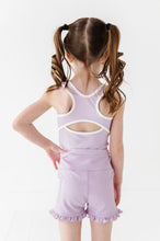 Load image into Gallery viewer, Very Violet | Ribbed Ruffle Yoga Shorts
