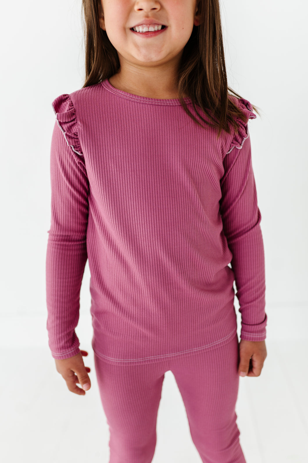 ROSEY RIB | Ruffle Long Sleeve