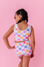 Load image into Gallery viewer, Confetti Check Bows | BOY SHORTS 2-PIECE