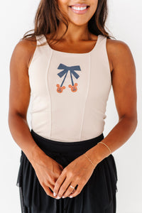 Pumpkin Bow TAN | ADULT TANK