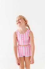 Load image into Gallery viewer, Pink Stripes: Boy Shorts TWO-PIECE