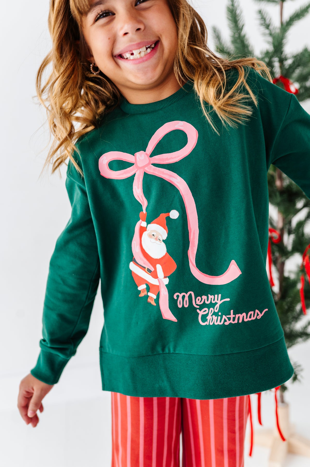 Santa's Pink Bow | Side Split Sweatshirt