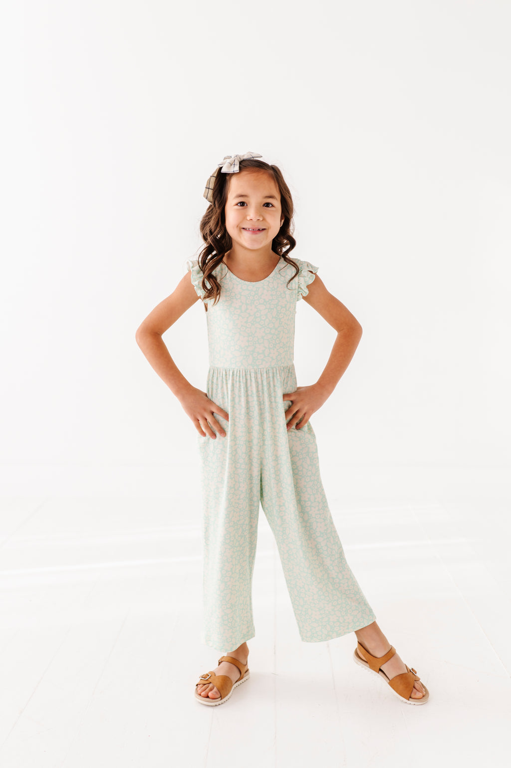 Minty FLORAL | Cropped Pant Romper