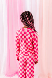 Hot Pink Check | Wide Leg Ribbed SET