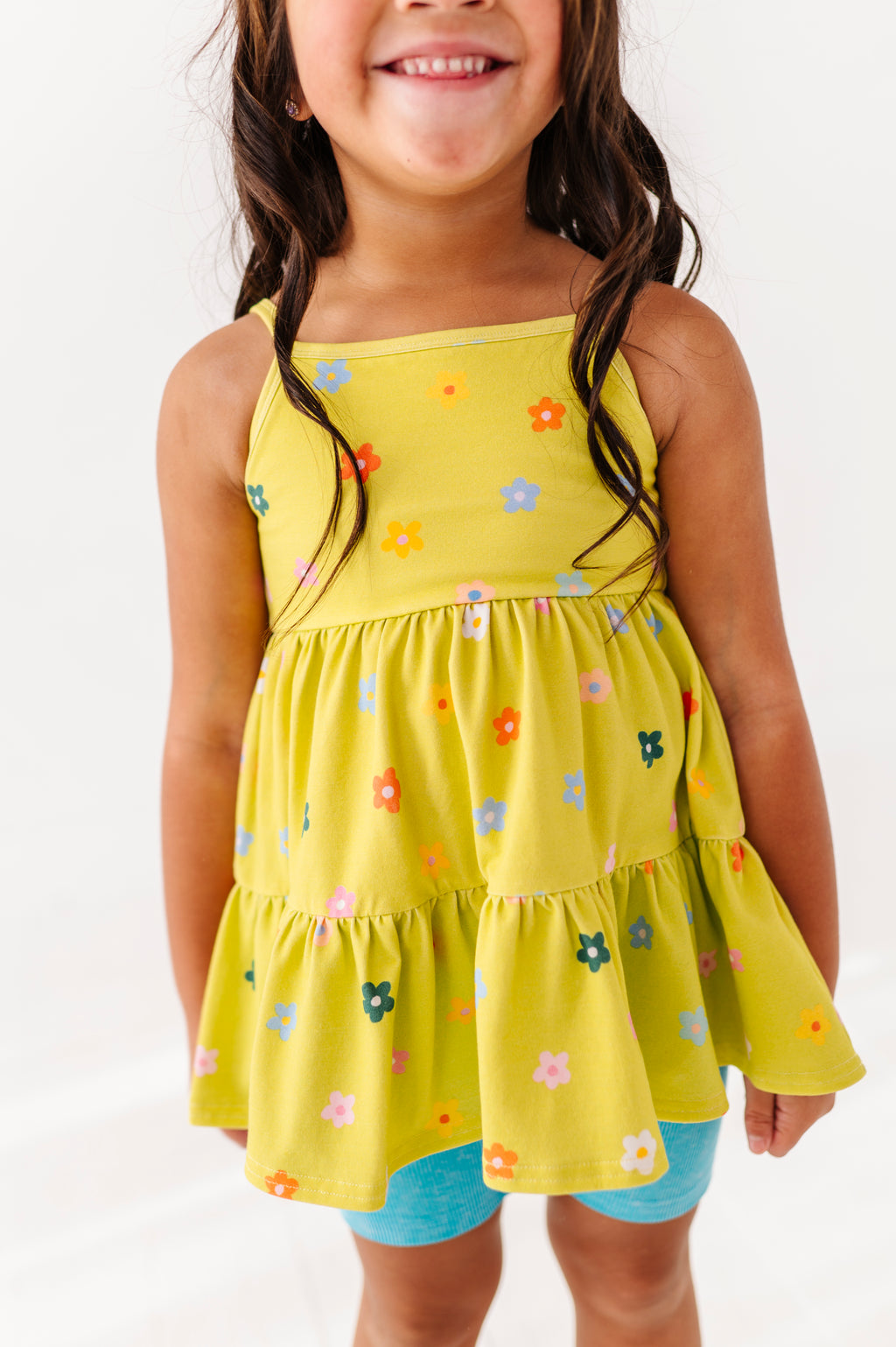 Lemon-Lime Floral | Strappy Tank Peplum