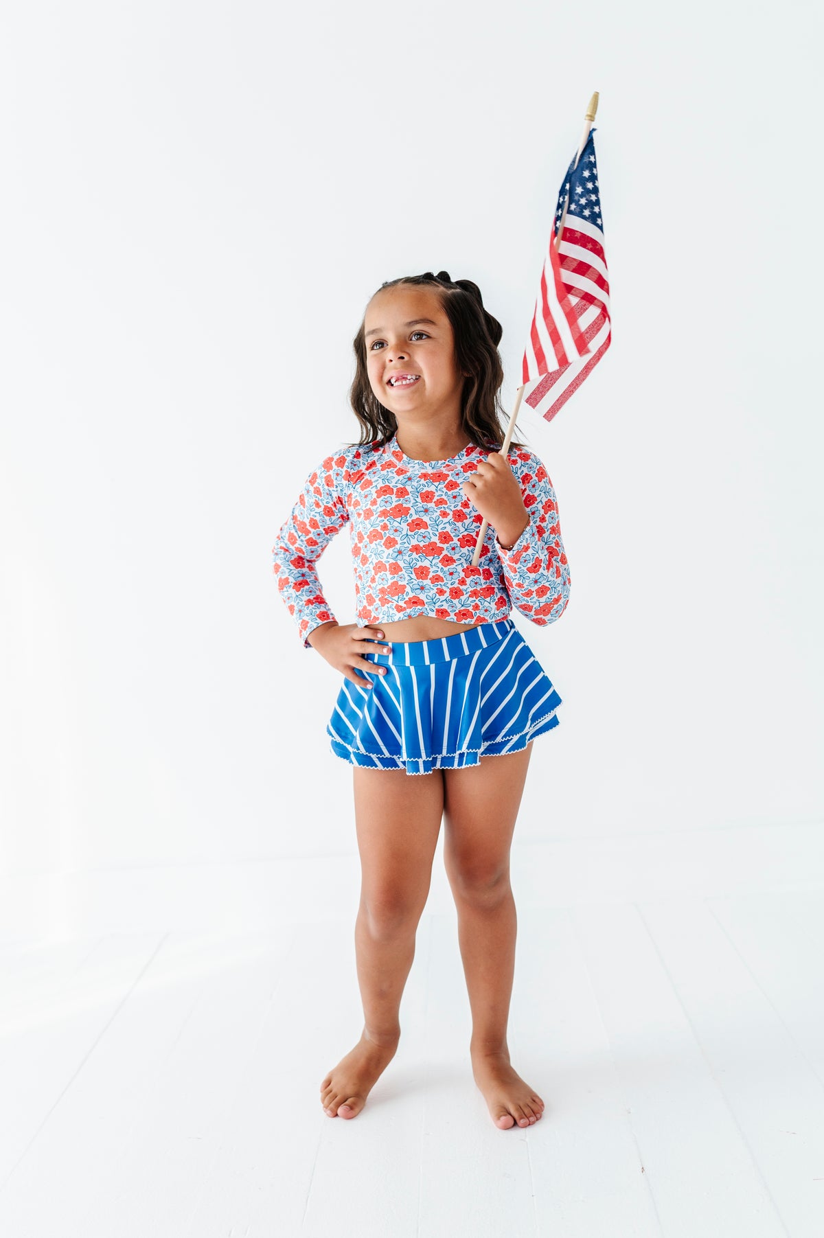 Ditsy 4th of July Floral | Rashguard Skirted 2-Piece