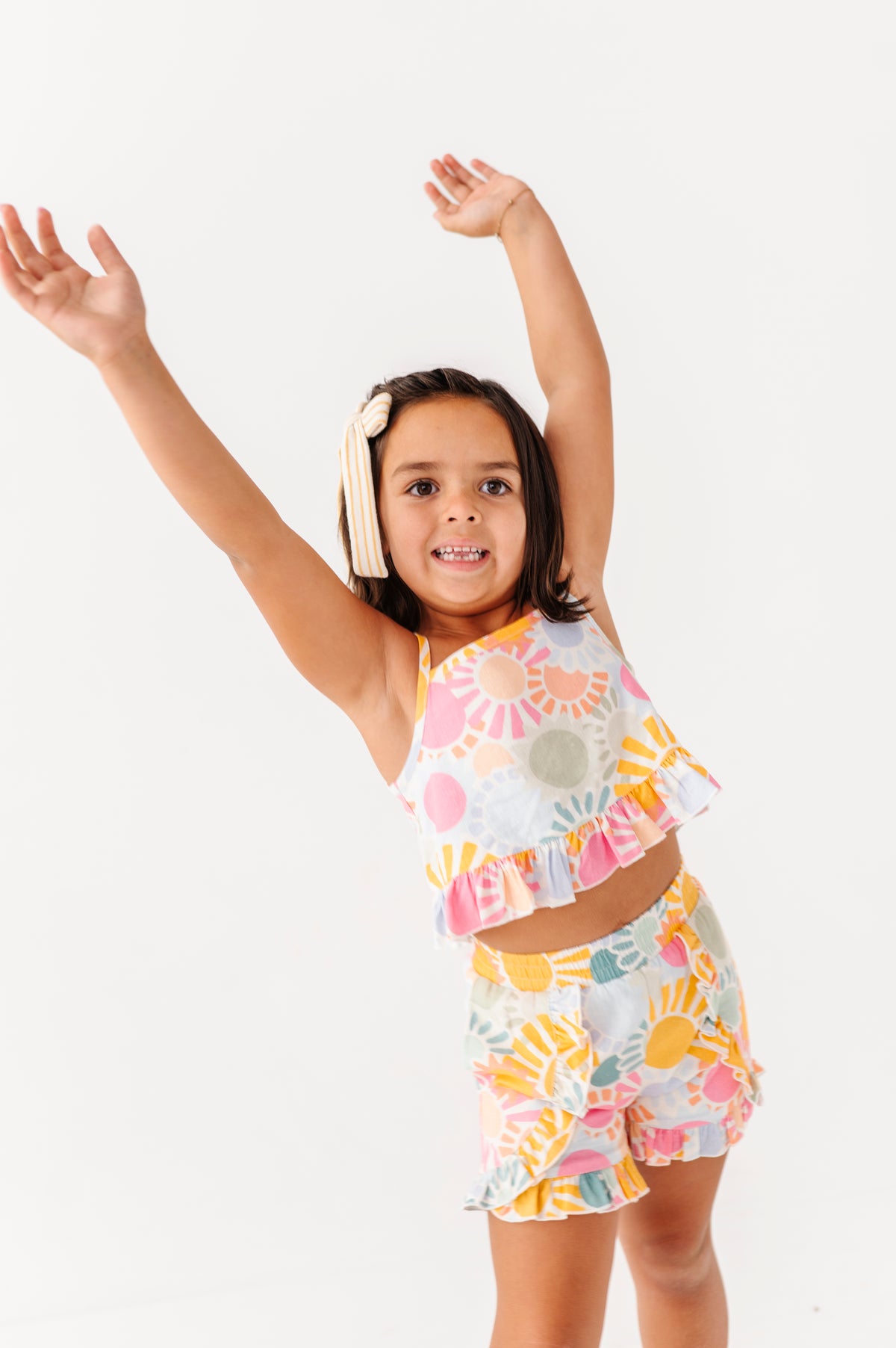 Retro Sunshine | Ruffle Linen Crop Tank + Shorts SET
