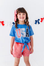 Load image into Gallery viewer, BLUE Patchwork USA | Tie Front Tee