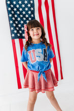 Load image into Gallery viewer, BLUE Patchwork USA | Tie Front Tee