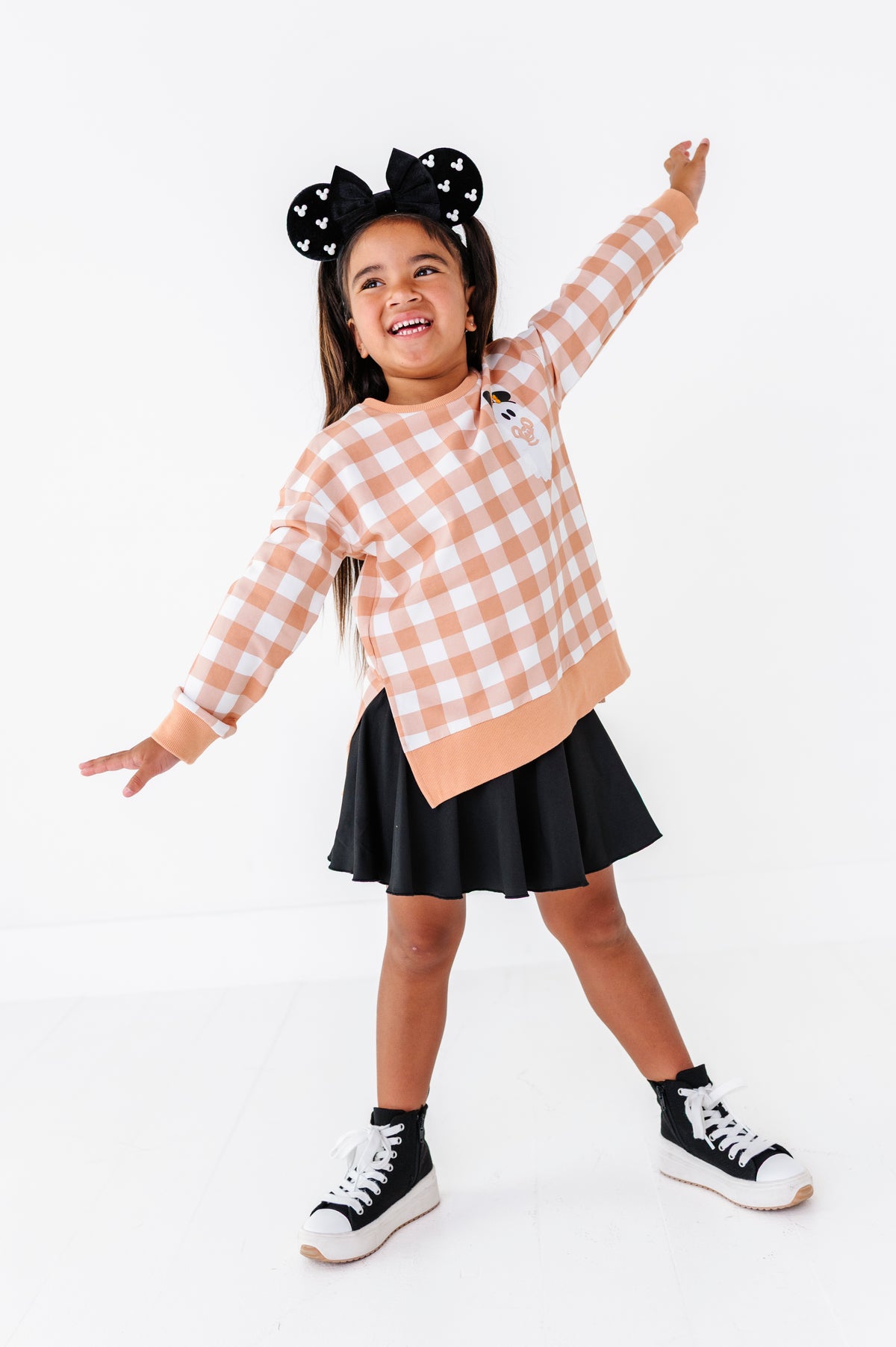 Pretzel Ghostie (PLAID) | SIDE SPLIT SWEATSHIRT