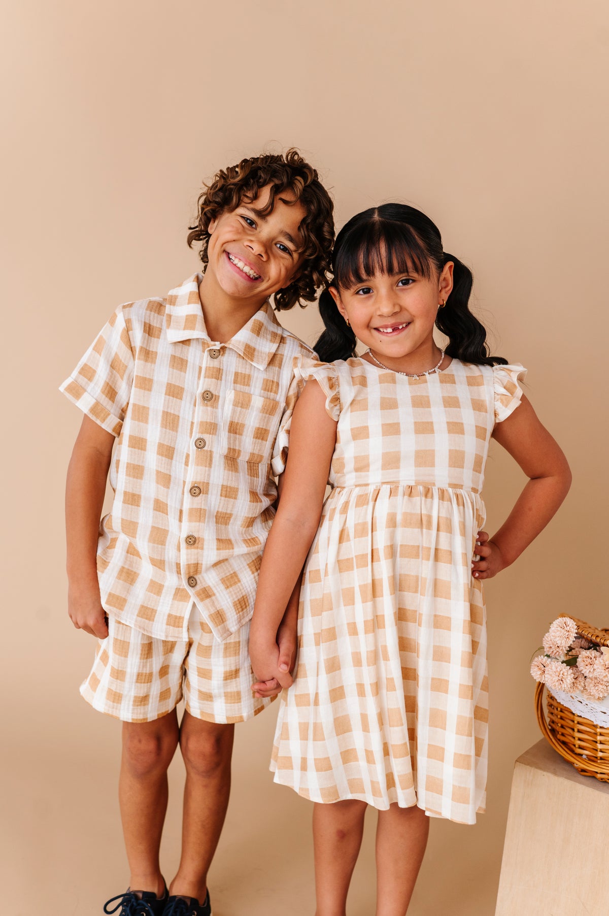 Honey Gingham | BOYS LINEN SET