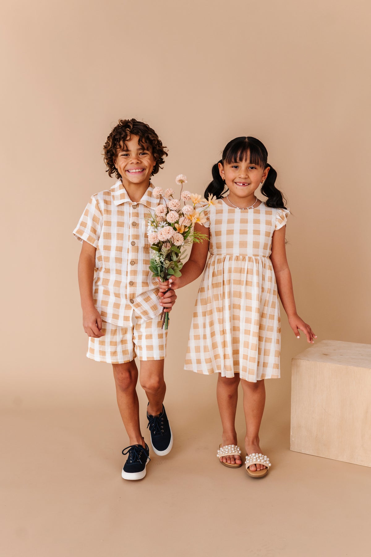 Honey Gingham | BOYS LINEN SET
