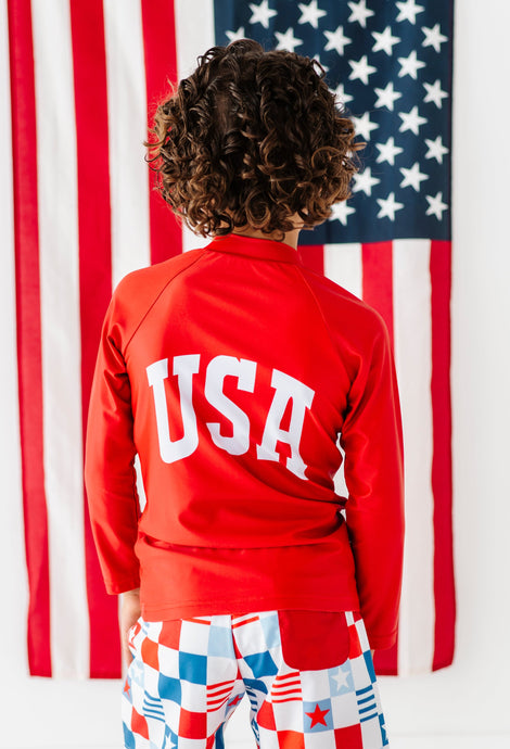 Red Zip ‘USA’ Rashguard | *SHIRT ONLY*