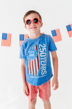 Load image into Gallery viewer, 250 Year Flag | BLUE Boys Curve Hem Tee