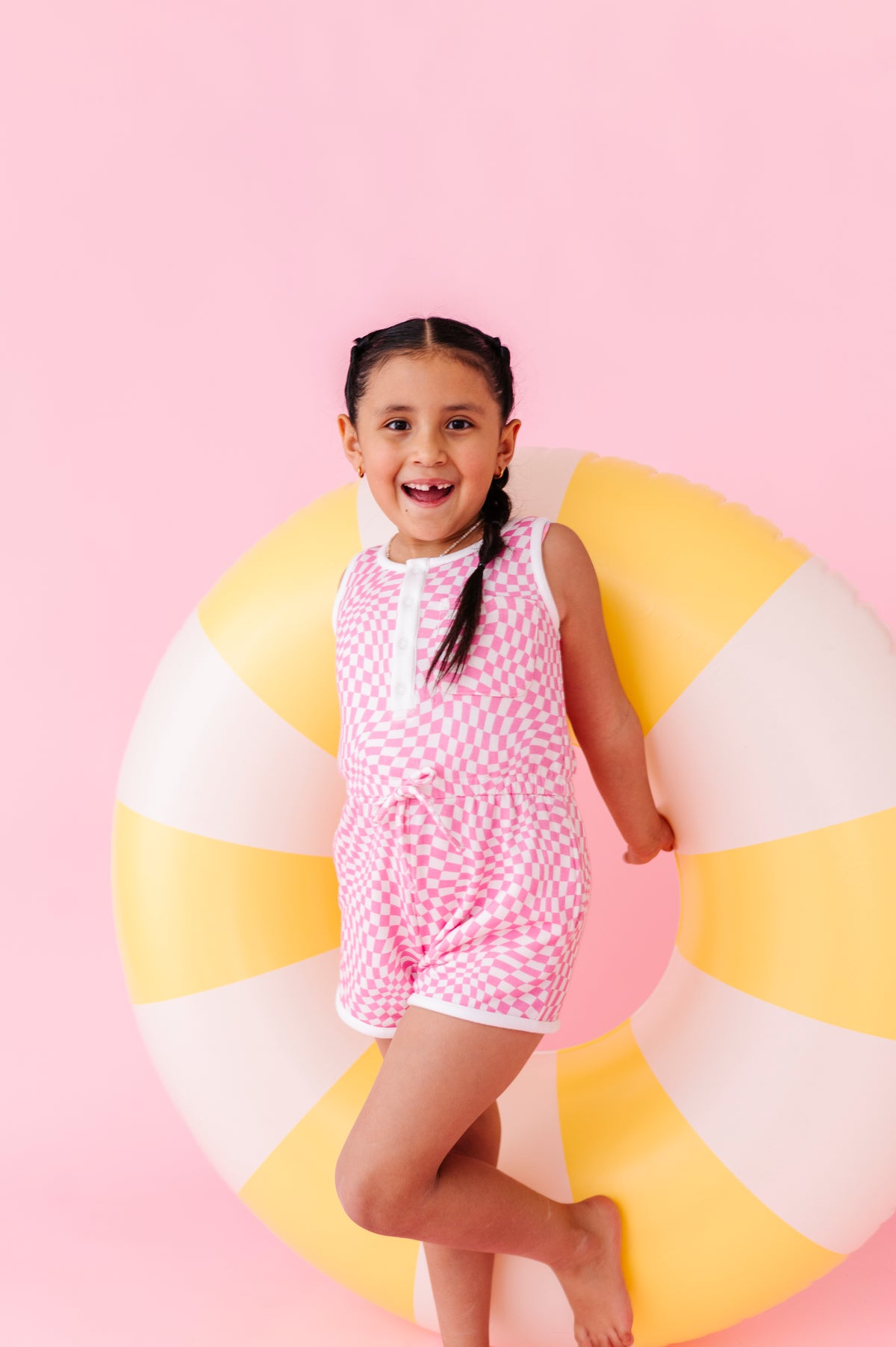 Bubblegum Wave Check | TERRY TANK ROMPER