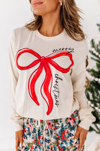 Load image into Gallery viewer, RED BOW (CREAM SHIRT) | Adult Long Sleeve Tee