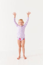 Load image into Gallery viewer, Violet Check: RASHGUARD ZIP-UP *SHIRT ONLY!*