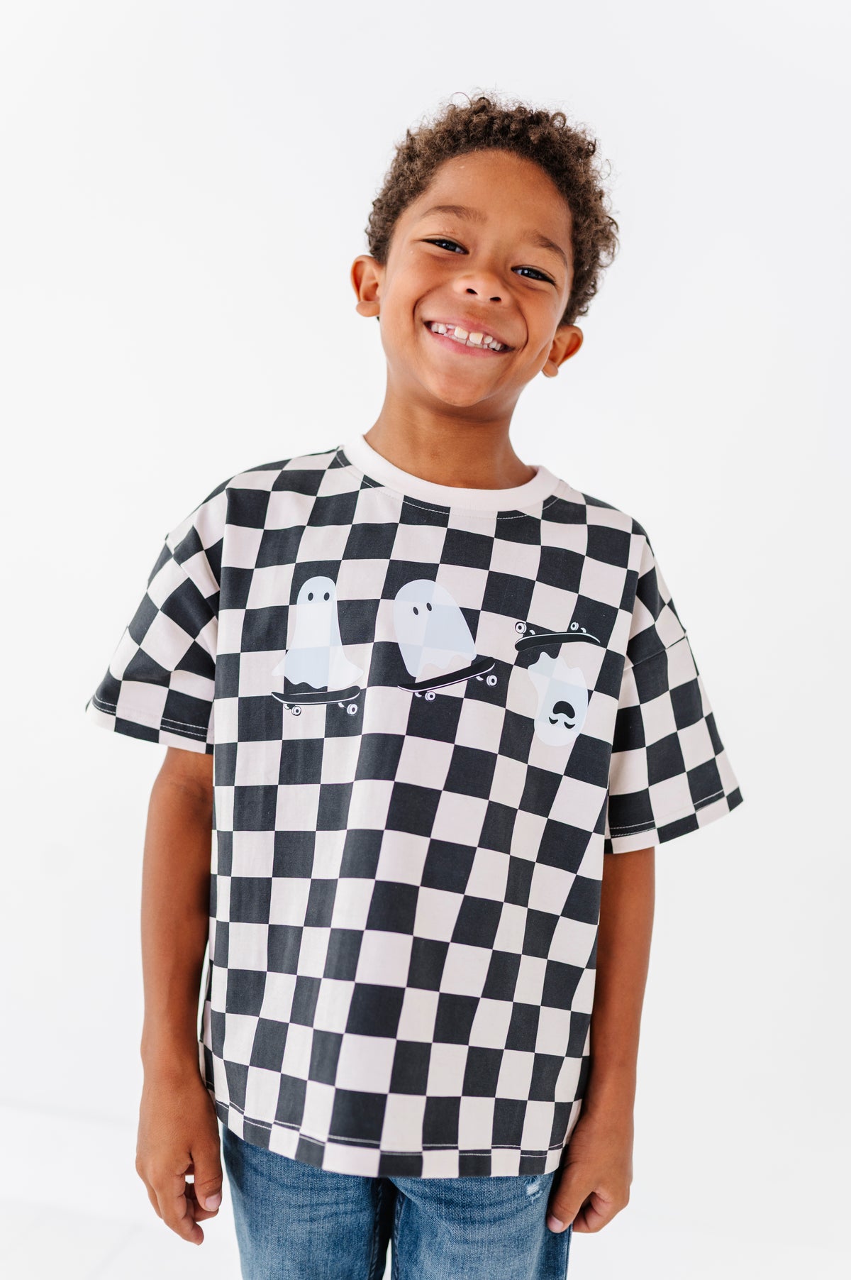 Skateboard Ghost | Checkered Boxy Tee