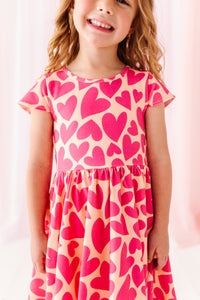 Coral Hearts | Heart Back Dress