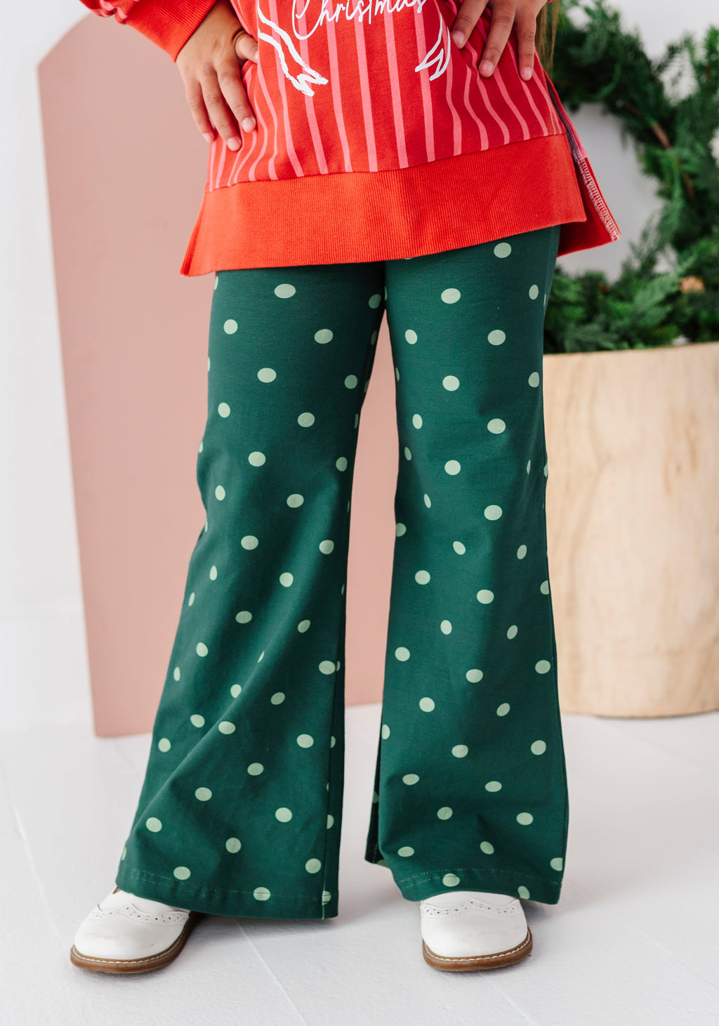 Pine-Polka Dots | Wide Leg Pants