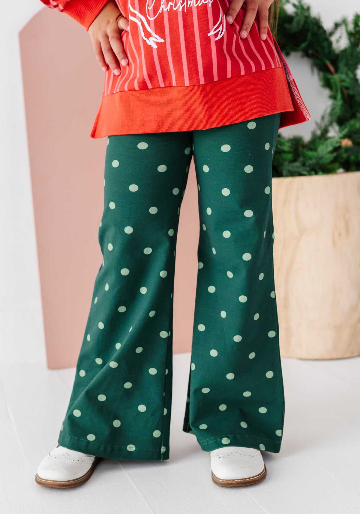 Pine-Polka Dots | Wide Leg Pants