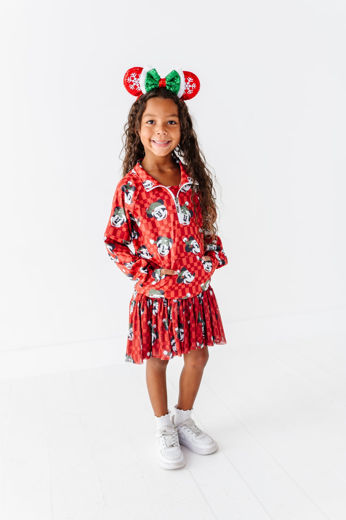 Minnie's Holly Check | KIDS 1/4th ZIP