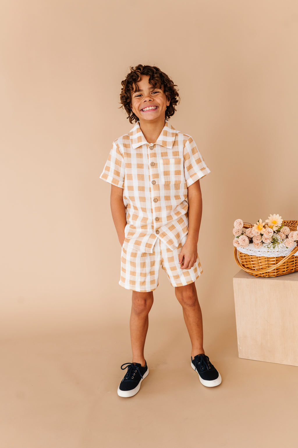 Honey Gingham | BOYS LINEN SET