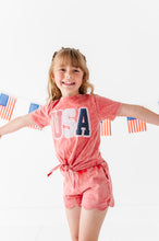 Load image into Gallery viewer, RED Patchwork USA | Tie Front Tee