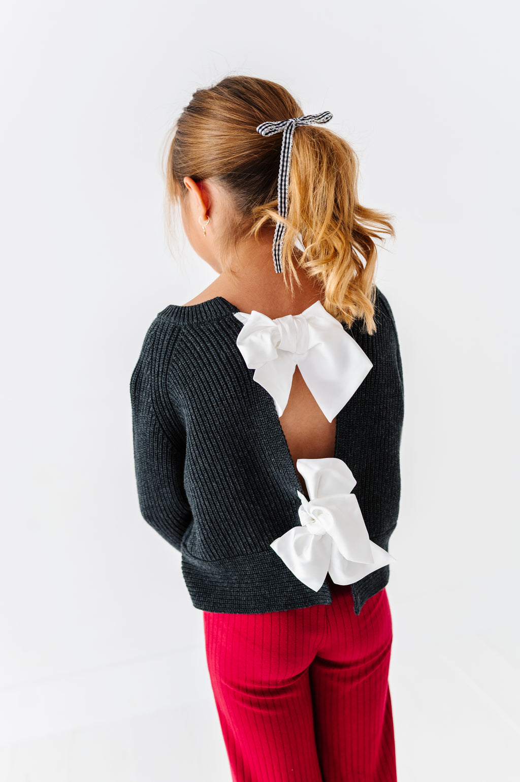 Noel Black | Bow Back Crop Sweater