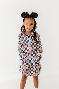 Checkered Minnie Pumpkins | KIDS 1/4th Zip Up