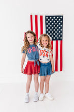 Load image into Gallery viewer, NAVY ‘USA’ Check | Girls Tie-Front Shirt