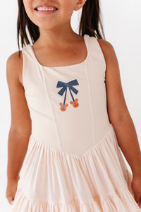 Pumpkin Bow TAN | (KIDS) Mesh DRESS